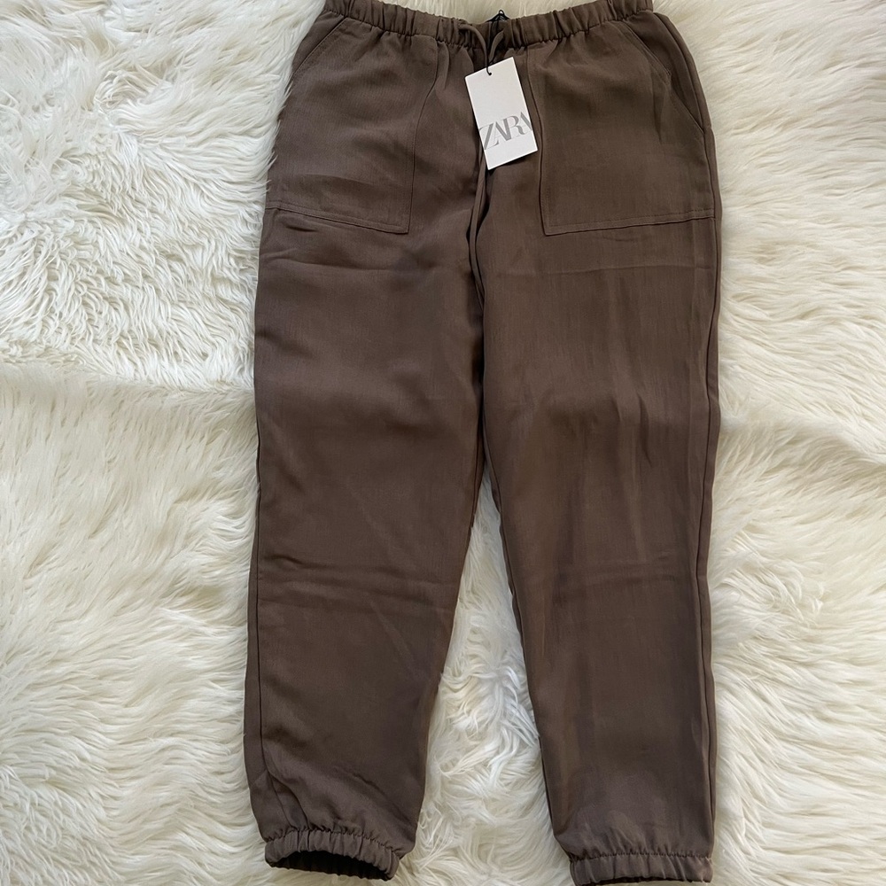 ZARA Women’s Dark Brown Cargo Jogger Pants - Picture 7 of 9
